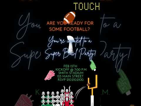 Super Bowl gender reveal Party Video Invitation, Football Party Invitation, Super
