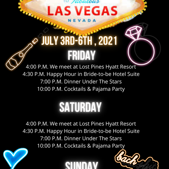 las Vegas itinerary and invite 