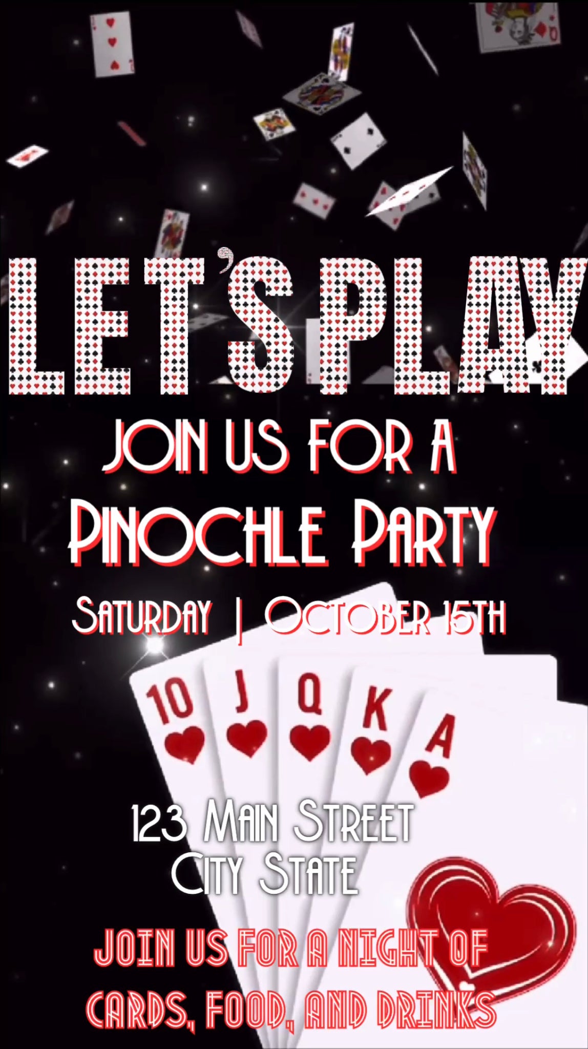 Pinochle Video Invitation, pinochle card game Invite