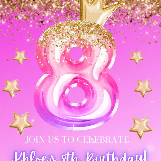 8th Birthday Pink Princess Video Invitation