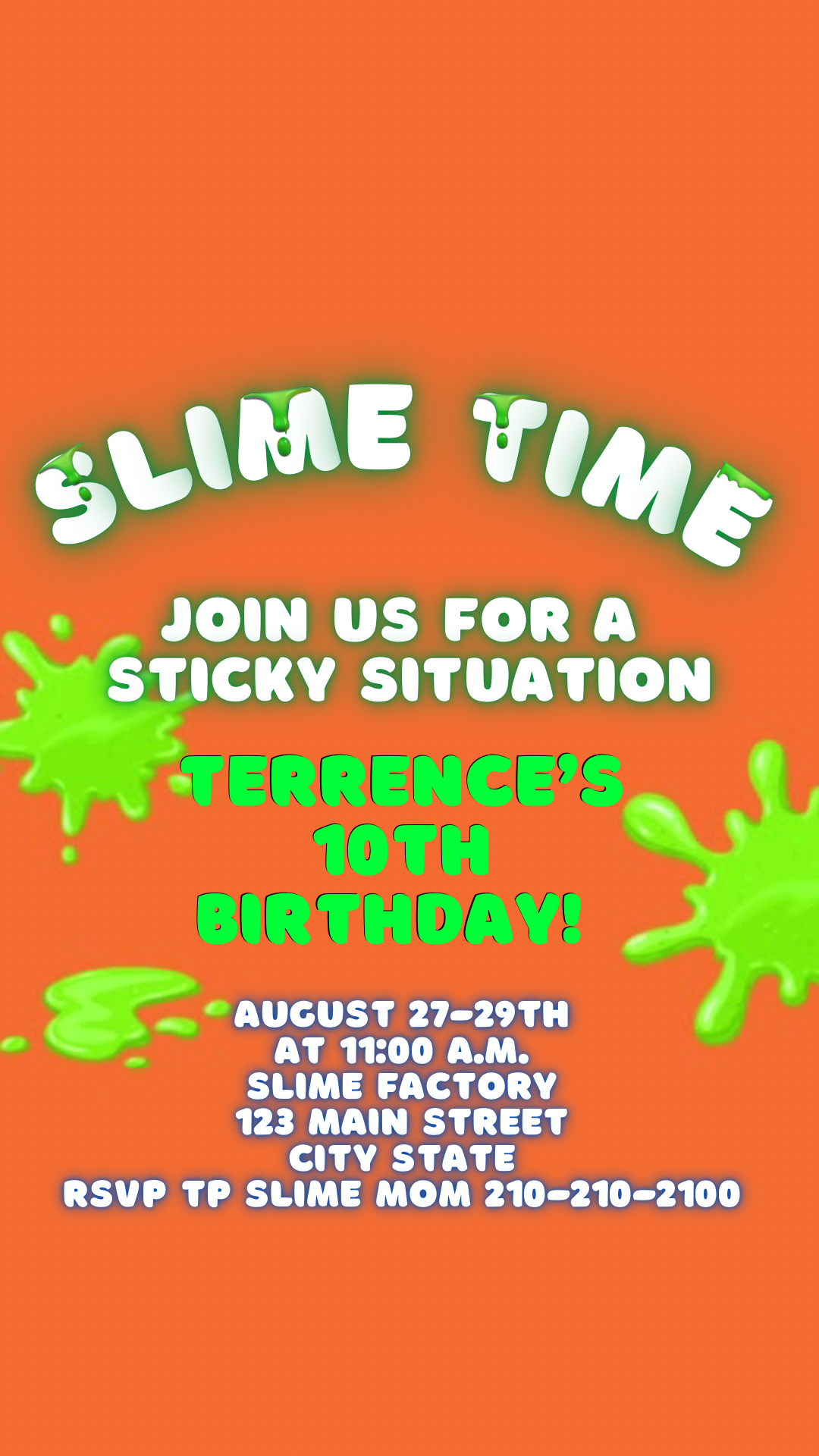 Slime Party Video invitation, Slime birthday invitation