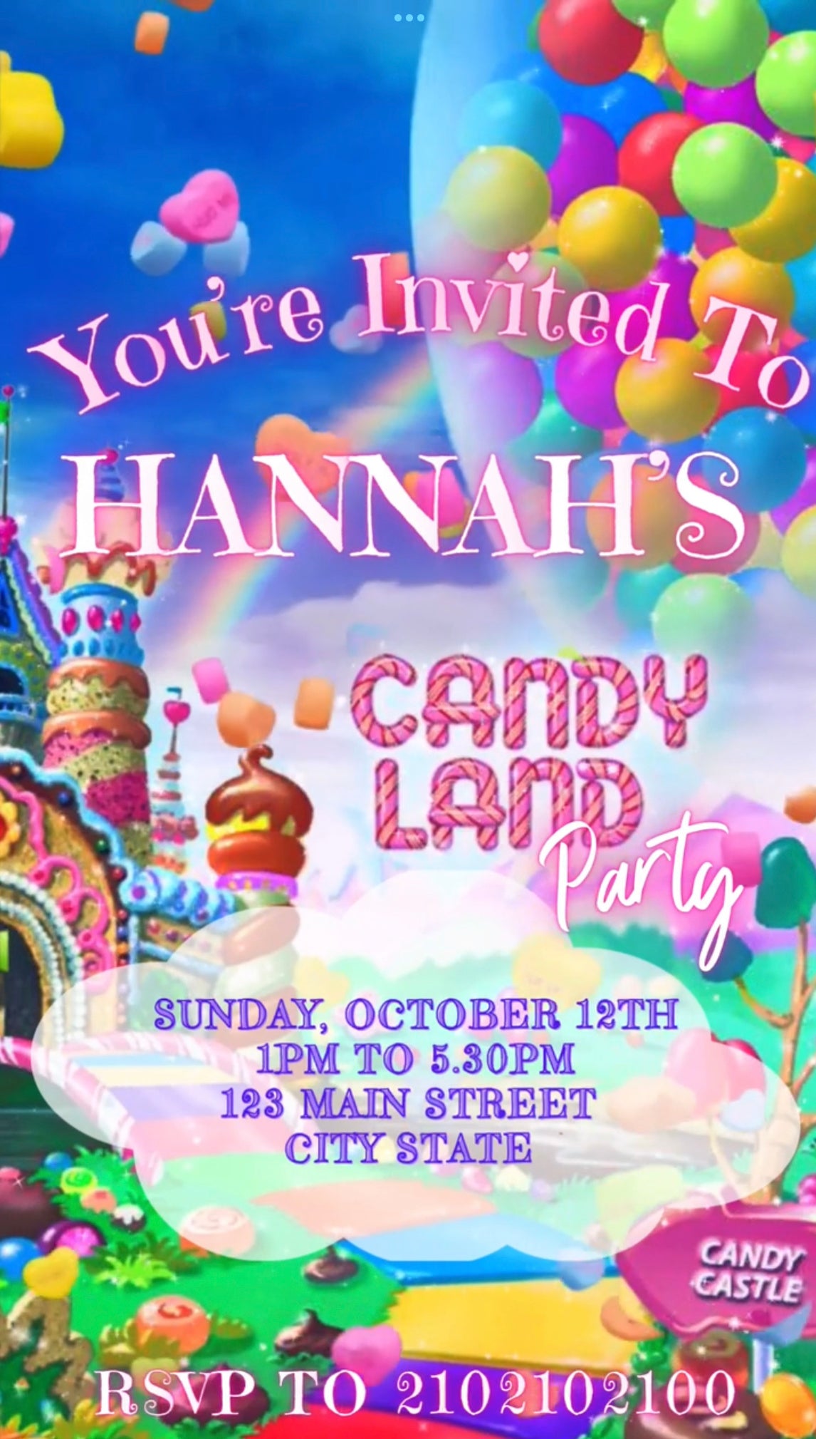 CANDYLAND Video Invitation, Candy land Birthday Party, Too Sweet