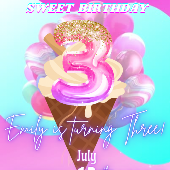Ice Cream Invitation, 3rd Birthday Ice Cream Video Invitation, Here’s the Scoop Invite