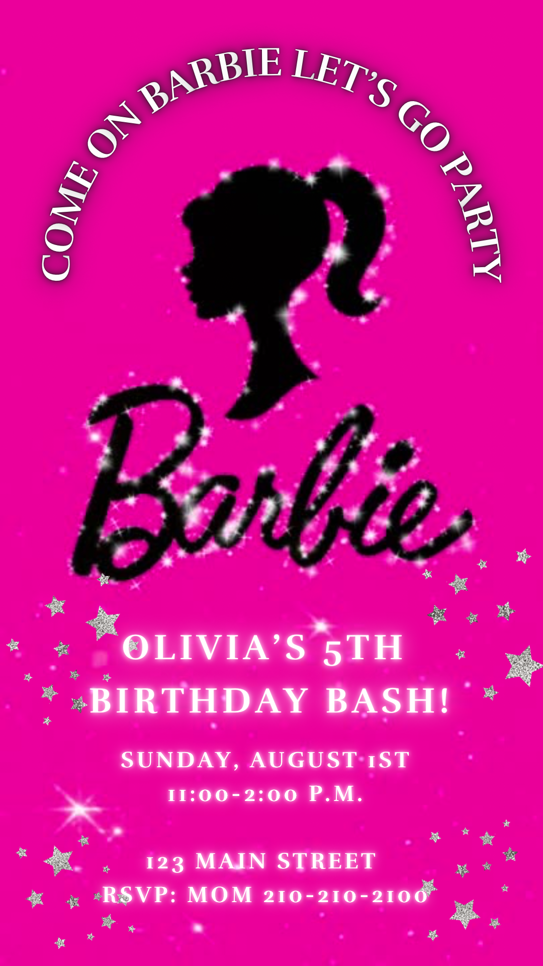 Hot Pink Barbie Video Invitation, Barbie Birthday Invite