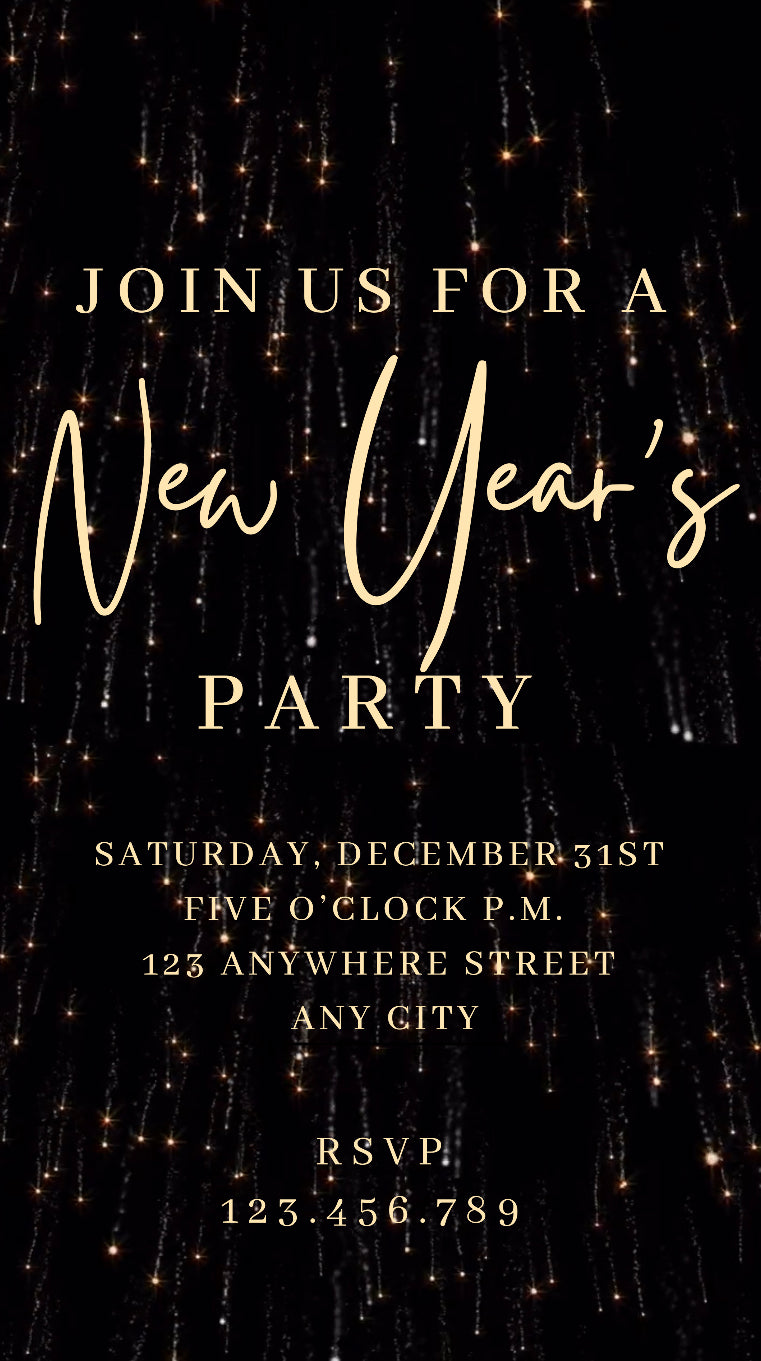 2023 New Years Eve Video Invitation, Fireworks Invite