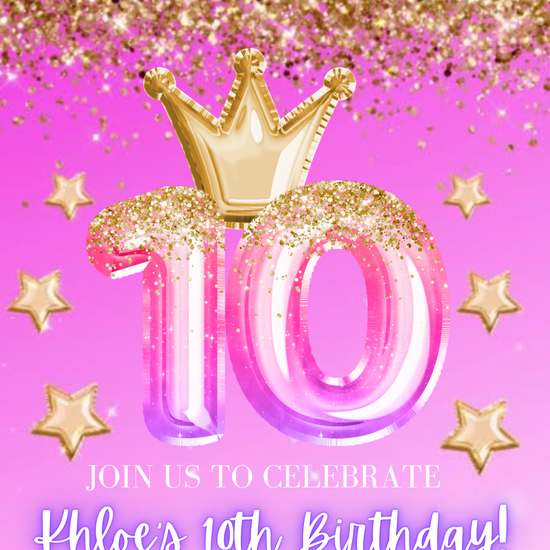 10th Birthday Pink Princess Video Invitation