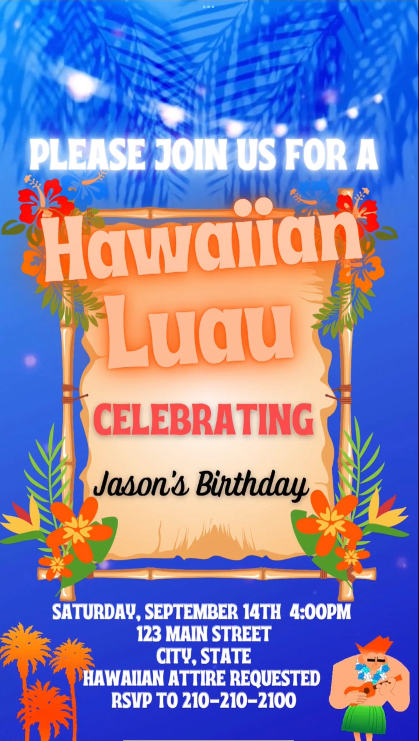 Hawaiian Luau Video Invitation