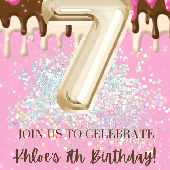 7th Birthday Ice Cream Invitation