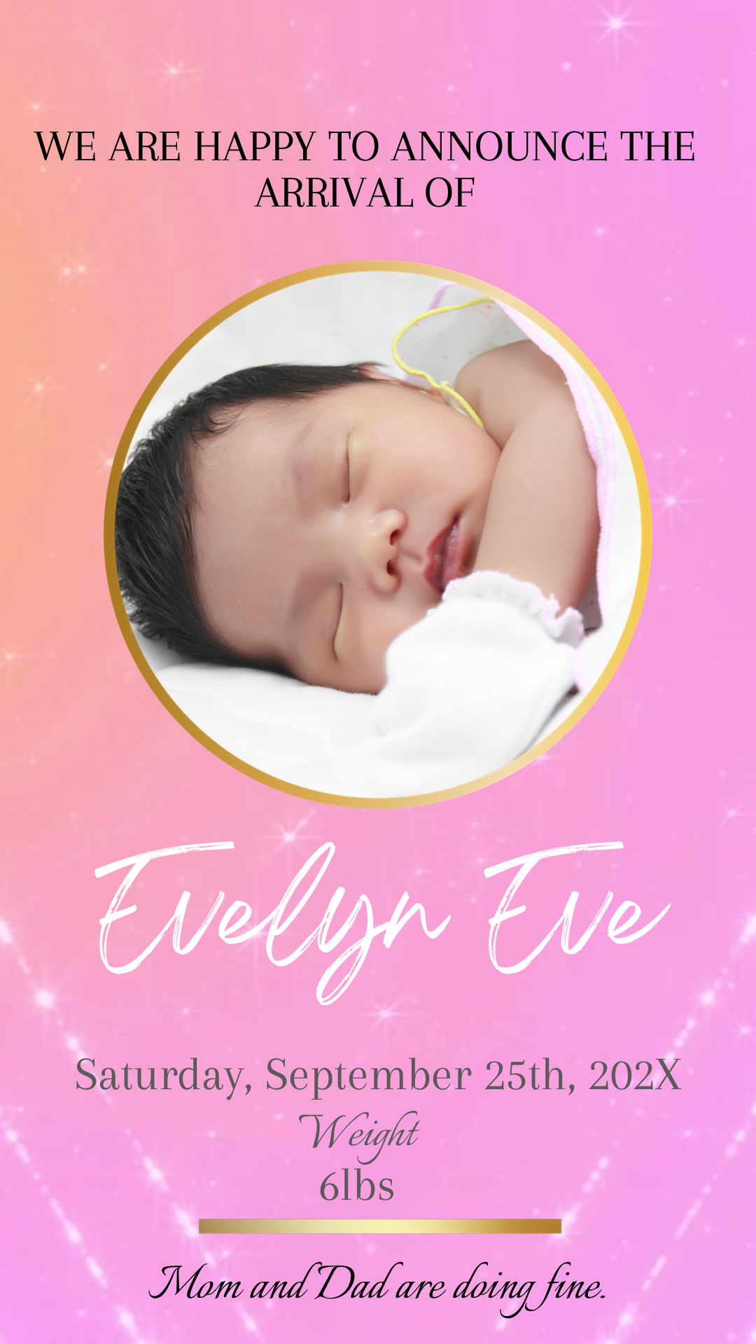 Baby Girl Birth Announcement Video Invitation
