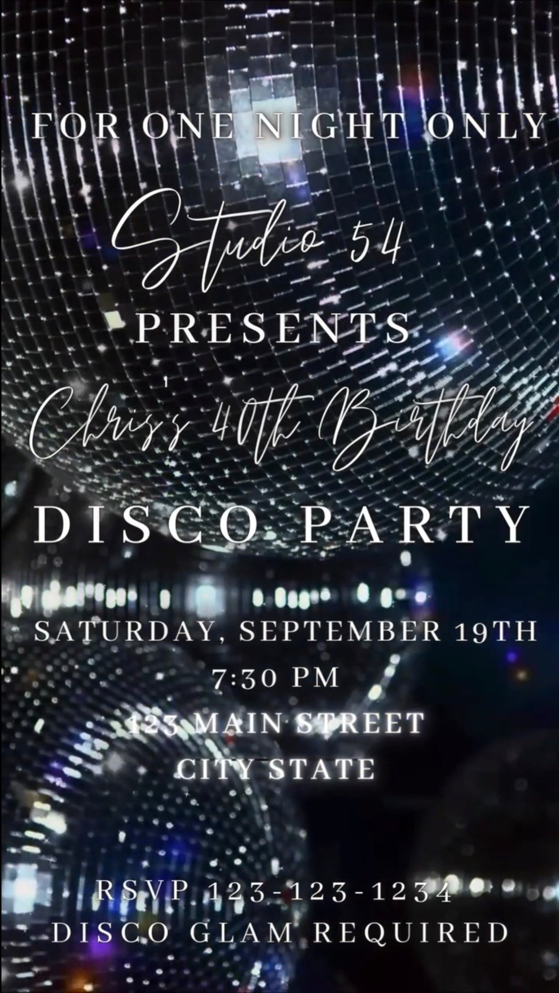 Disco Video Invitation, Disco Ball Invite