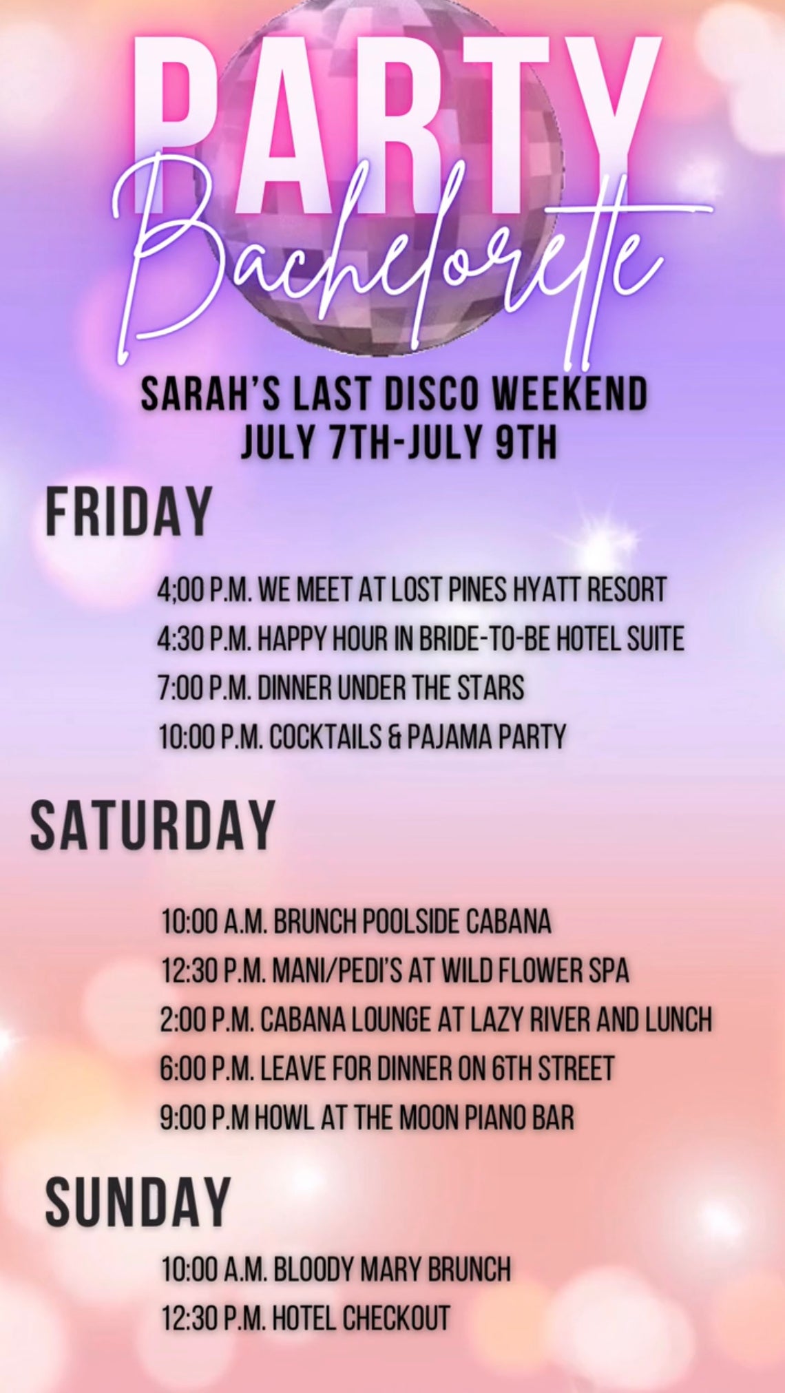 Disco Weekend Itinerary Animated Template