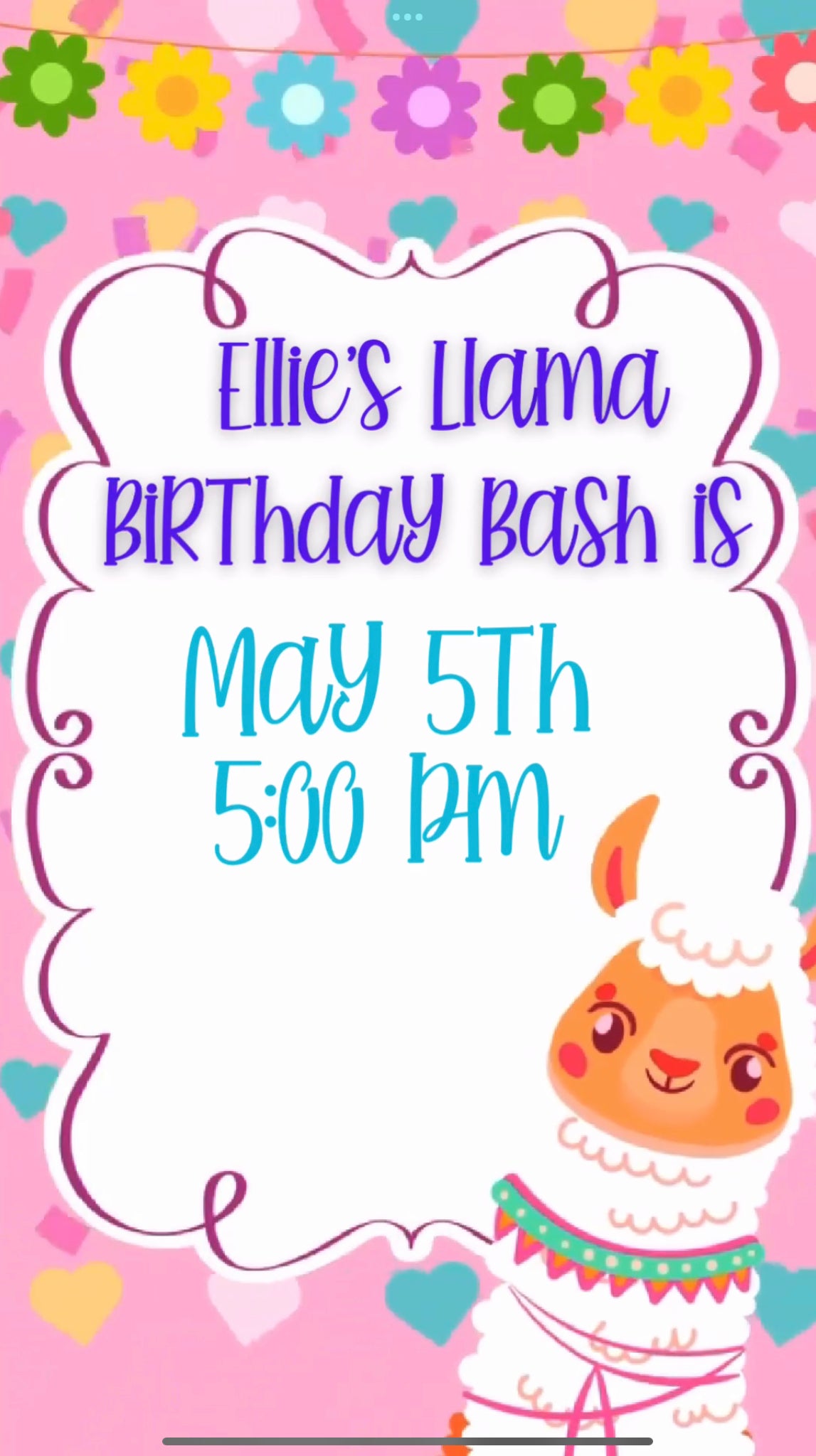 Llama Birthday Video Invite