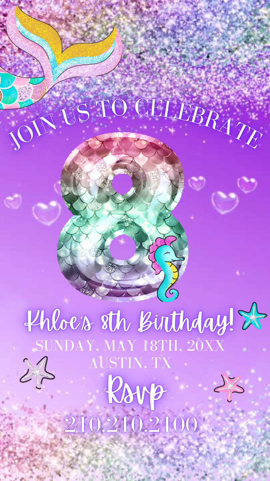 8th Birthday Mermaid Video Invitation