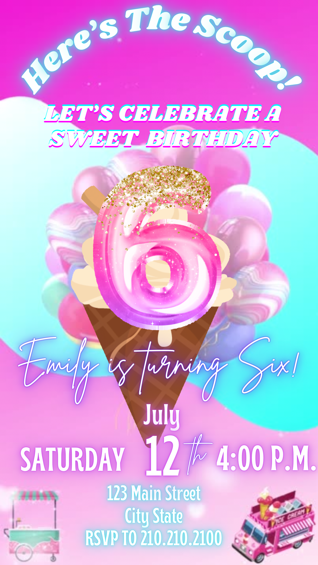 Ice Cream Invitation, 6th Birthday Ice Cream Video Invitation, Here’s the Scoop Invite