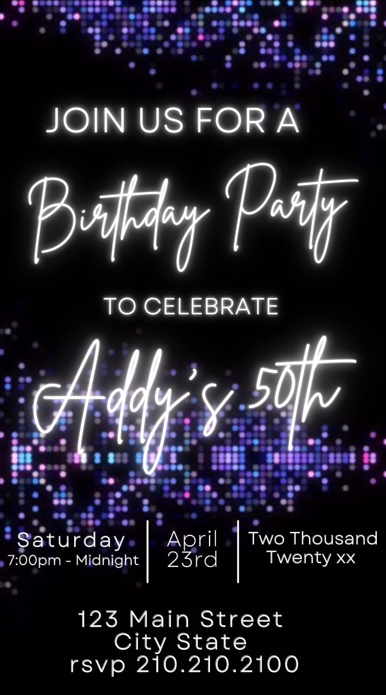 Disco Birthday Invite, Any Occasion