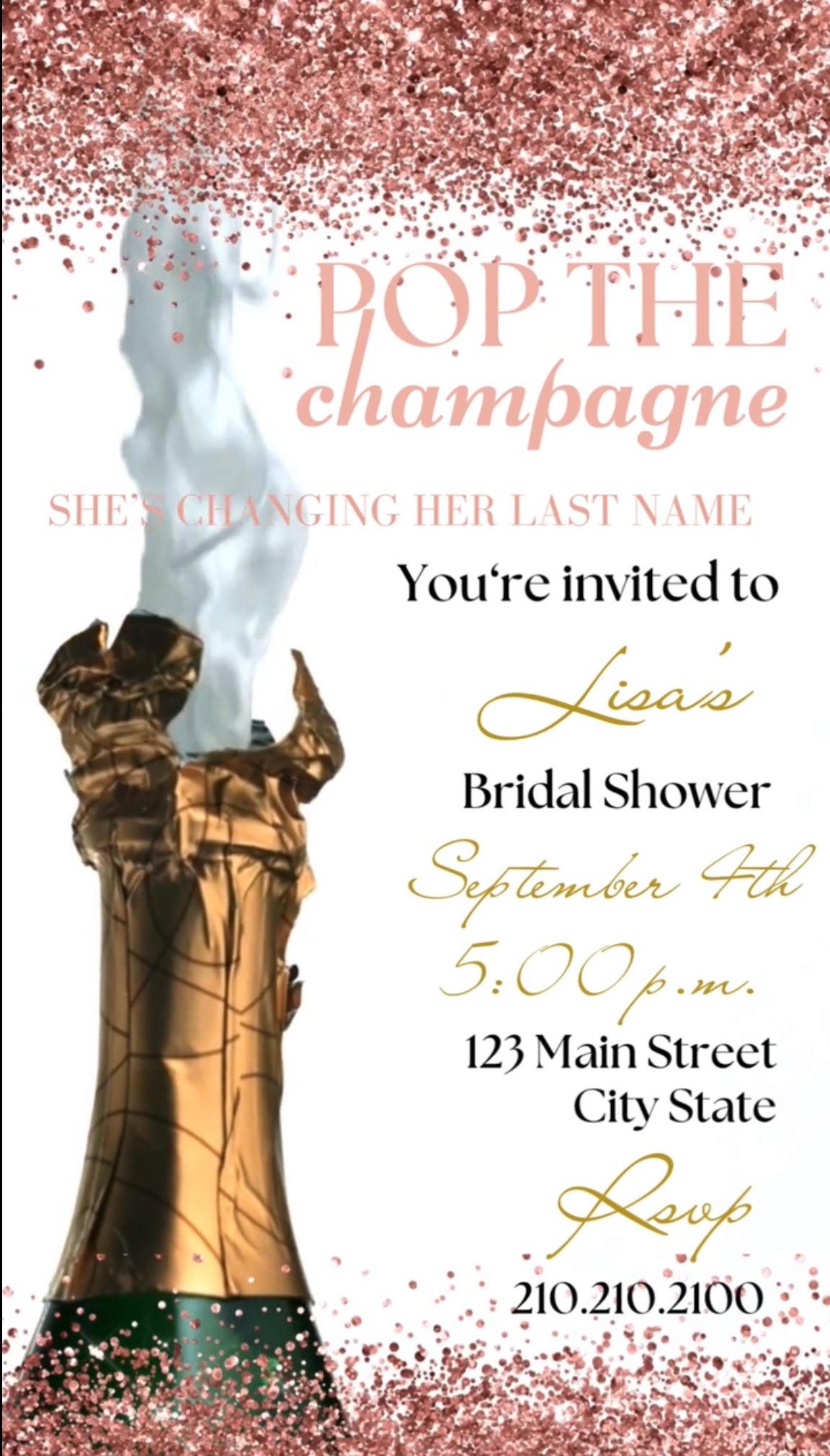 Champagne Video Invitation, Pop the Champagne