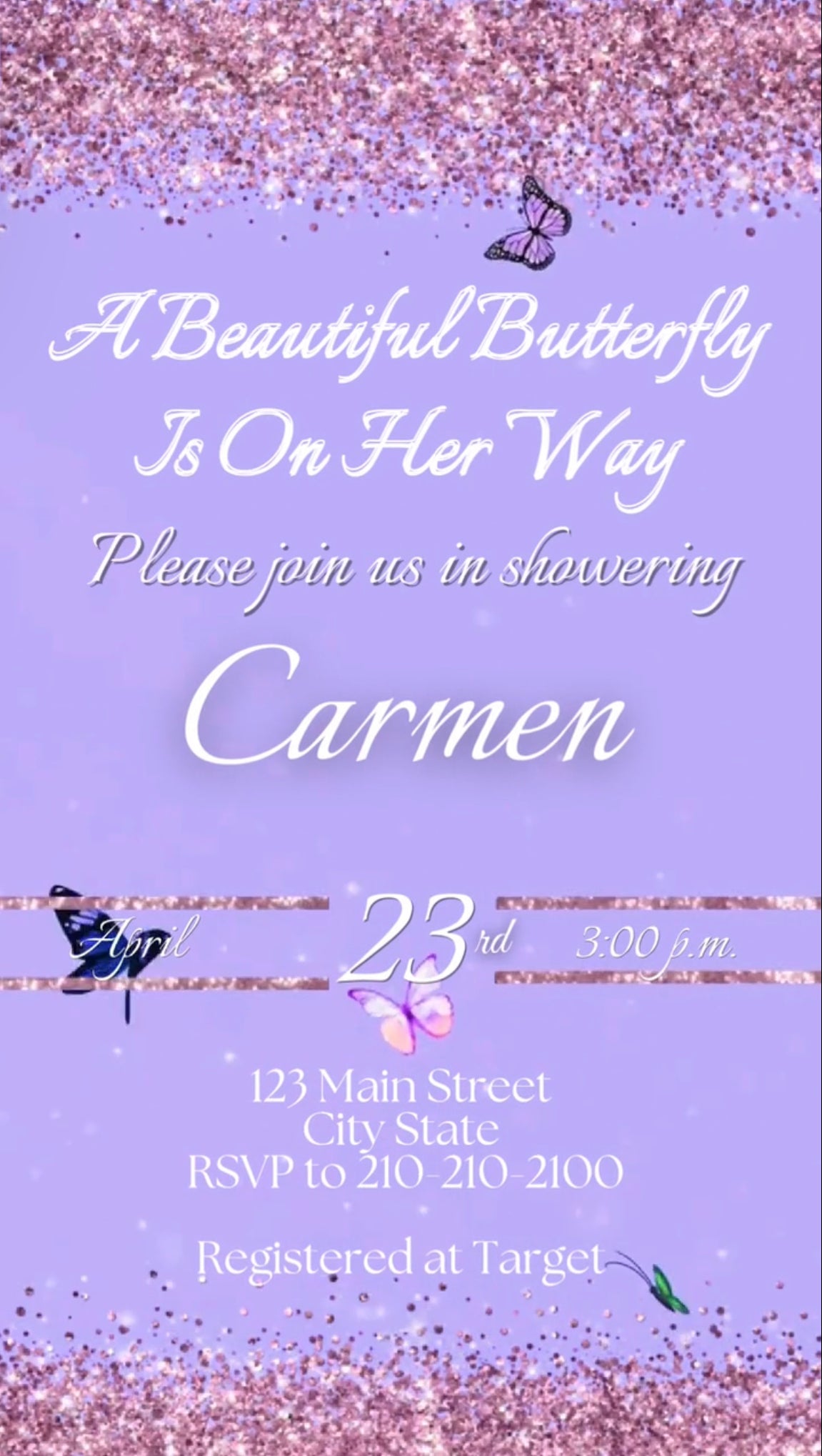 Purple Butterfly Video Invitation