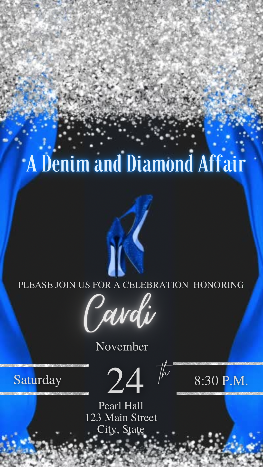 Denim and Diamonds Video Invitation, Diamond Invitation