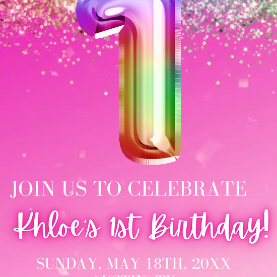 1st Birthday Rainbow Video Invitation