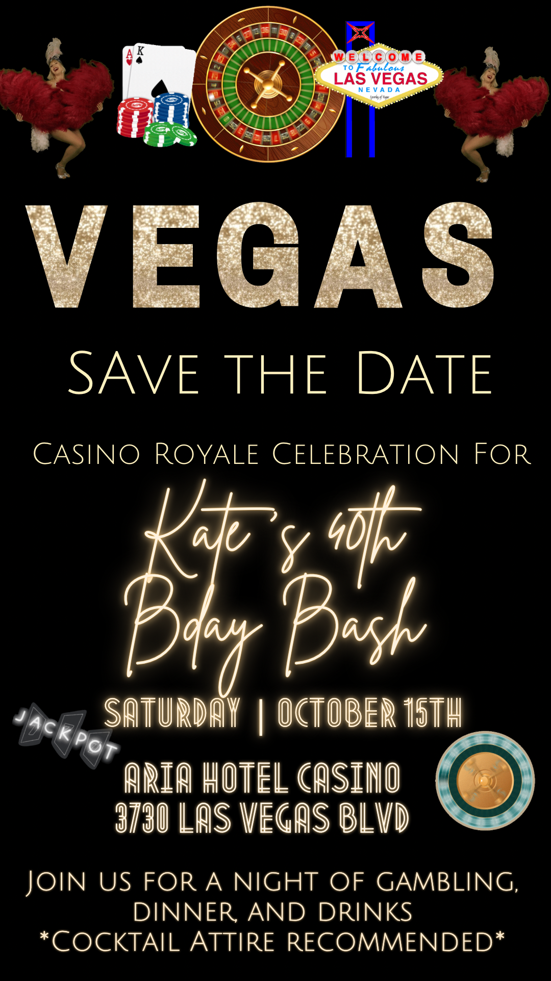 Las Vegas Bachelorette Invitation, Weekend Itinerary