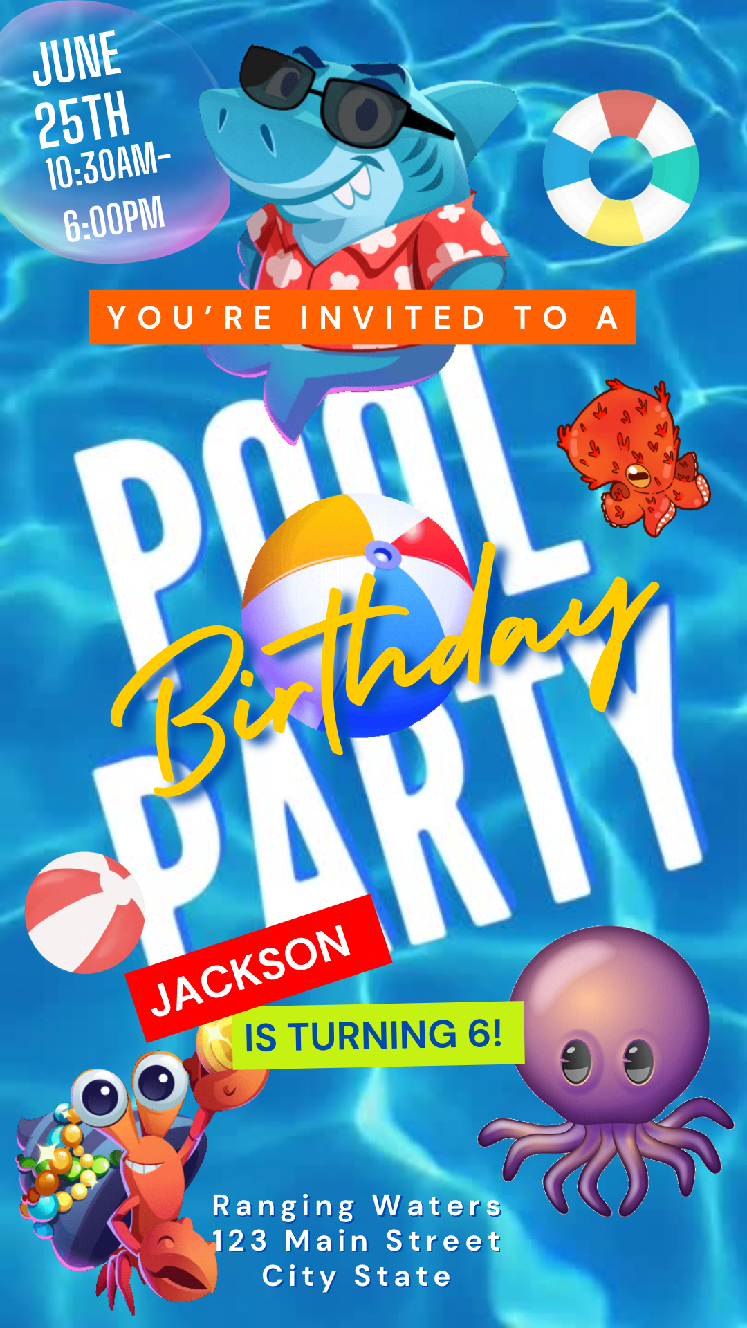 Kids Pool Party Video Invitation