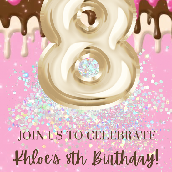 8th Birthday Ice Cream Invitation,