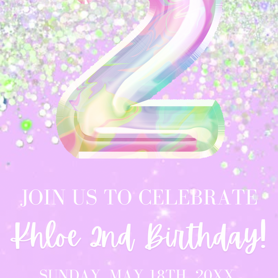 2nd Birthday Lilac Video Invitation, Light Purple Birthday Invite