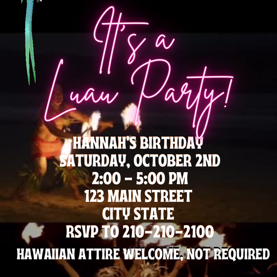 Hawaiian luau video invite