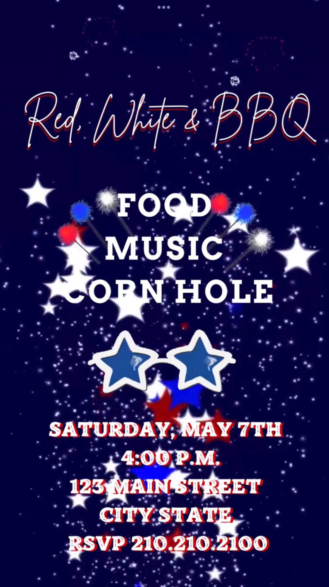 July 4th Video Invitation, Independence Day Party, Red, White, and BBQ Invitation