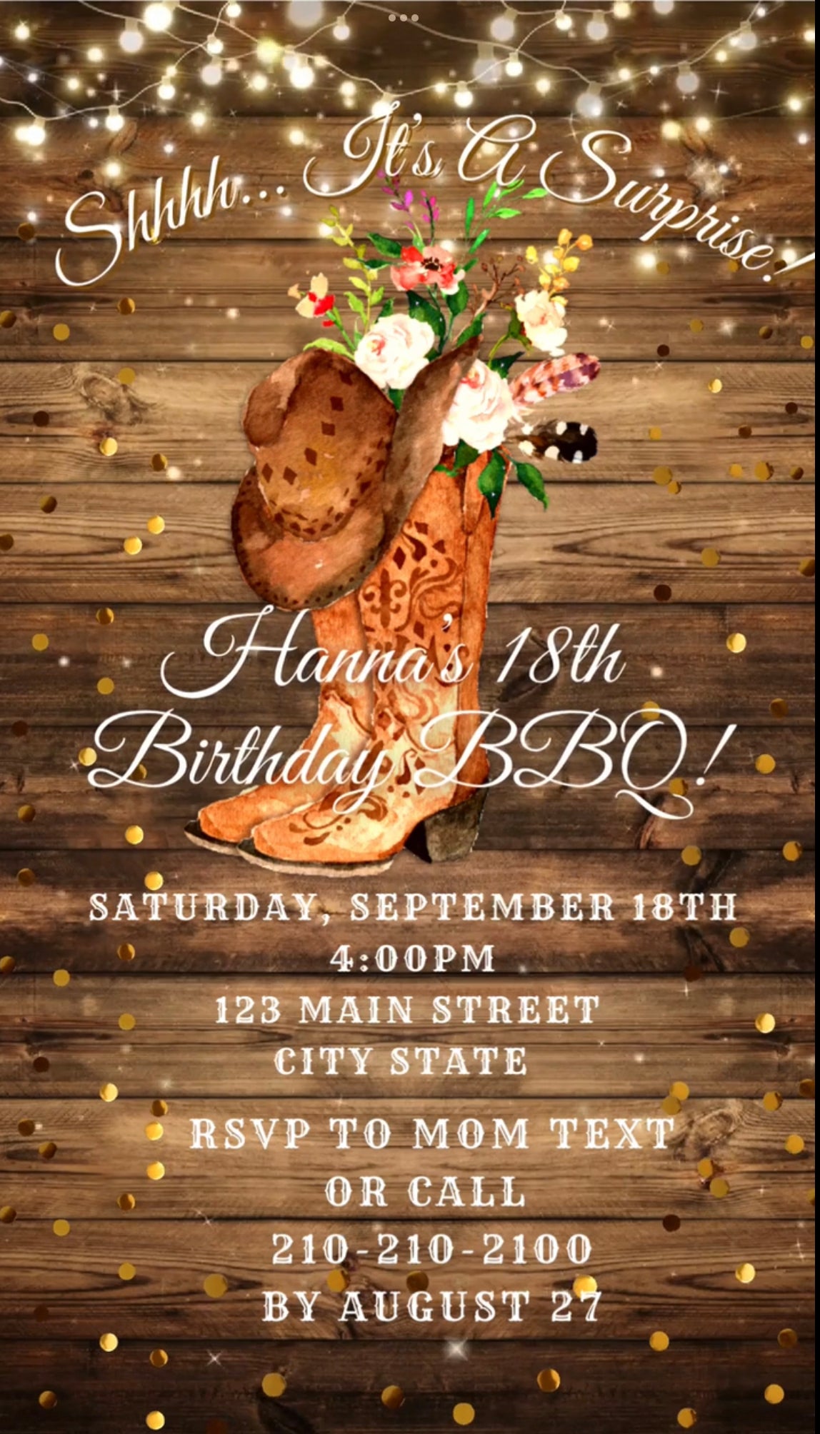 Cowgirl Boots and Flowers Video Invitation