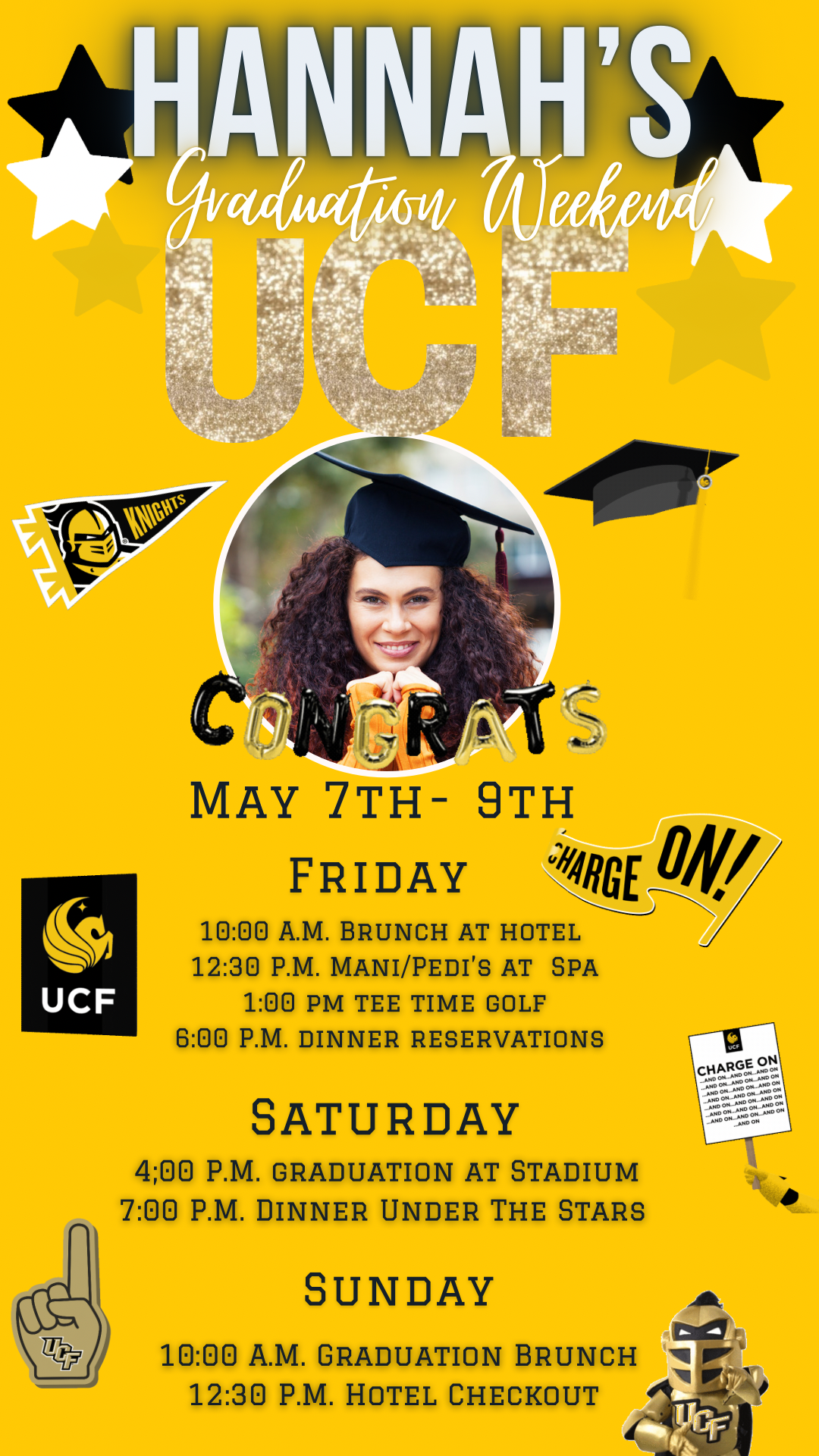UCF College Graduation Itinerary with Music, College Graduation Invite, University of Florida