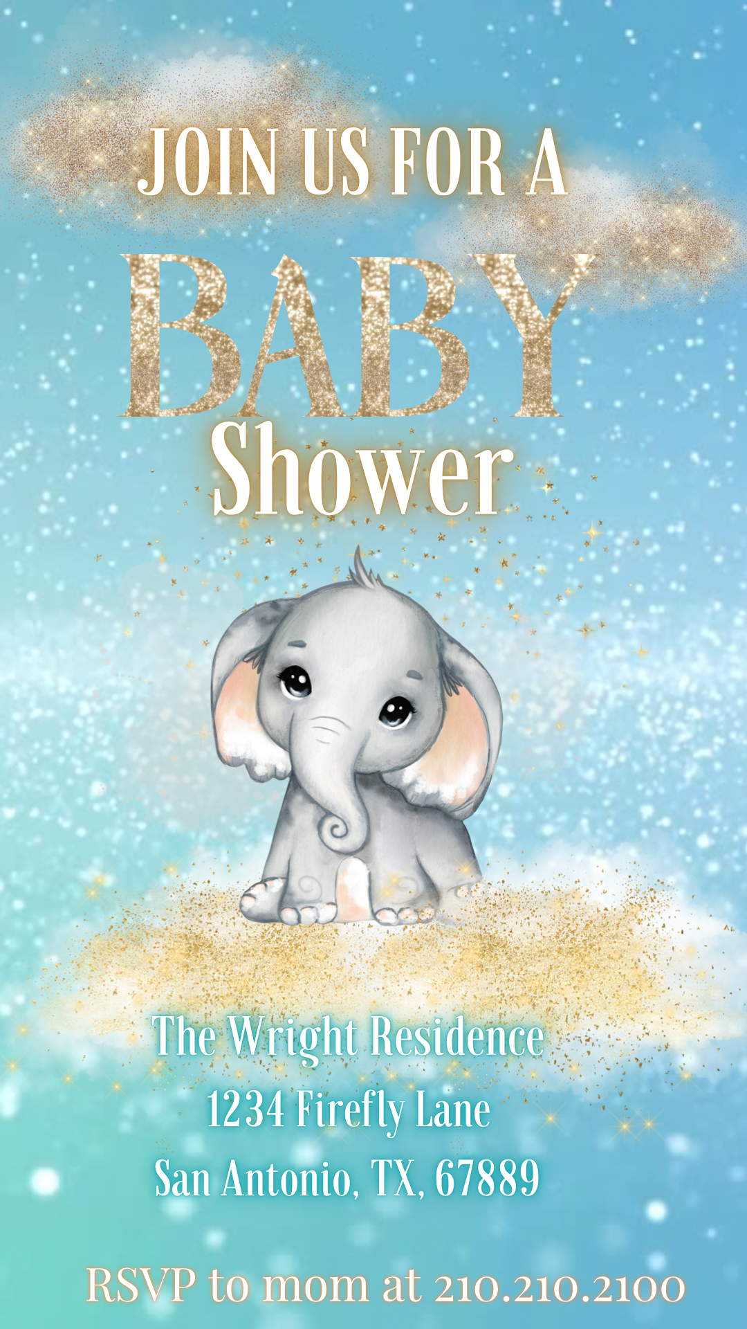 Elephant Baby Shower Video Invitation, Boy baby shower