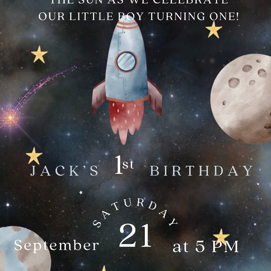 Space Video Invitation, Galexy Video Birthday Invitation