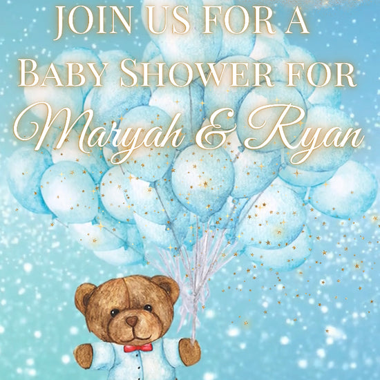 Blue Teddy Bear Baby Shower Video Invitation, We can bearly wait baby shower