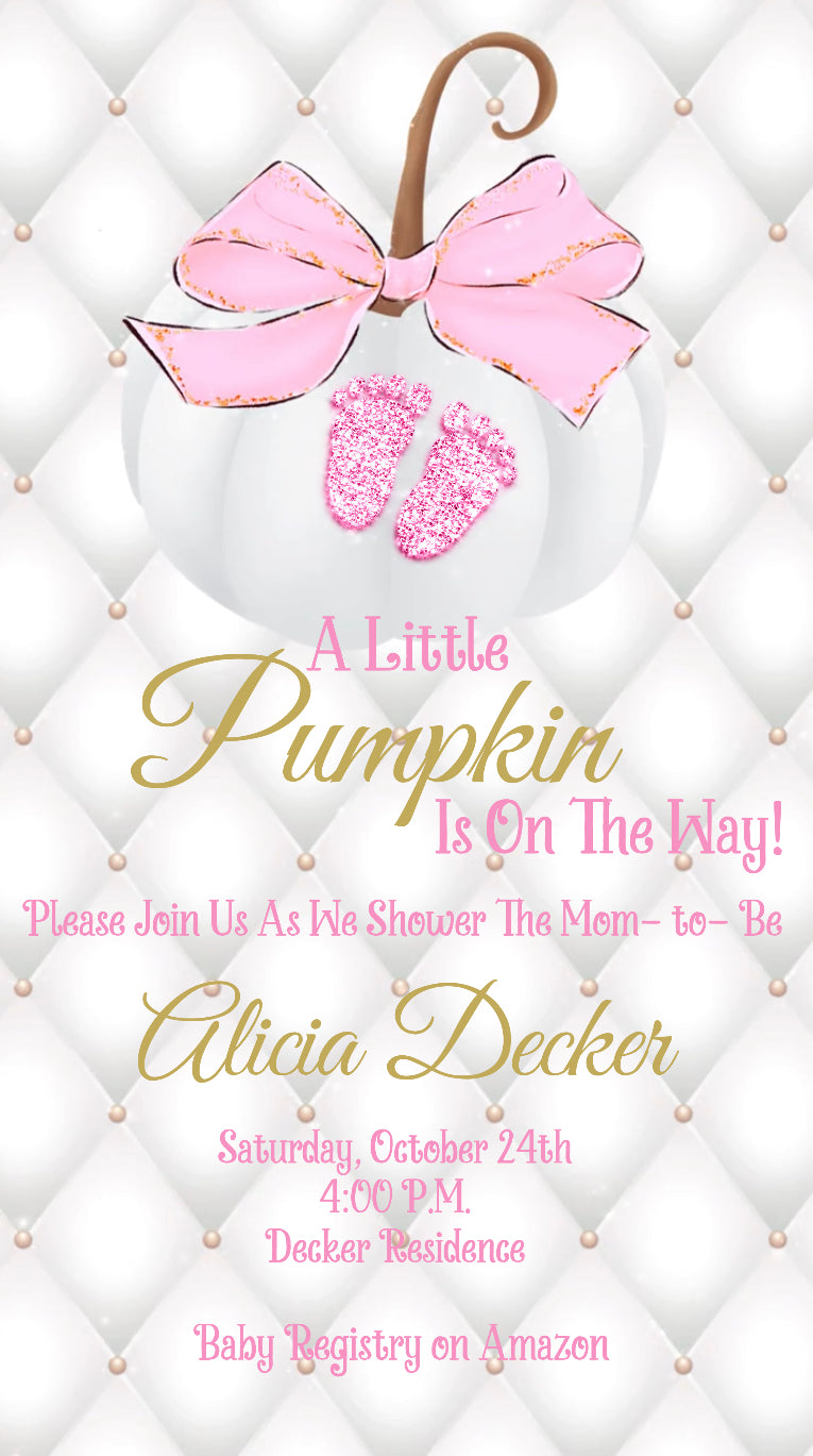 Pumpkin Baby Shower Video Invitation, Fall Baby Shower, It’s a Girl