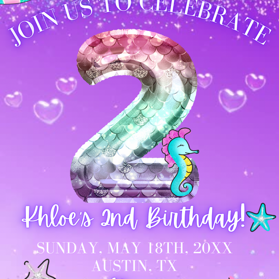 2nd birthday mermaid invite 