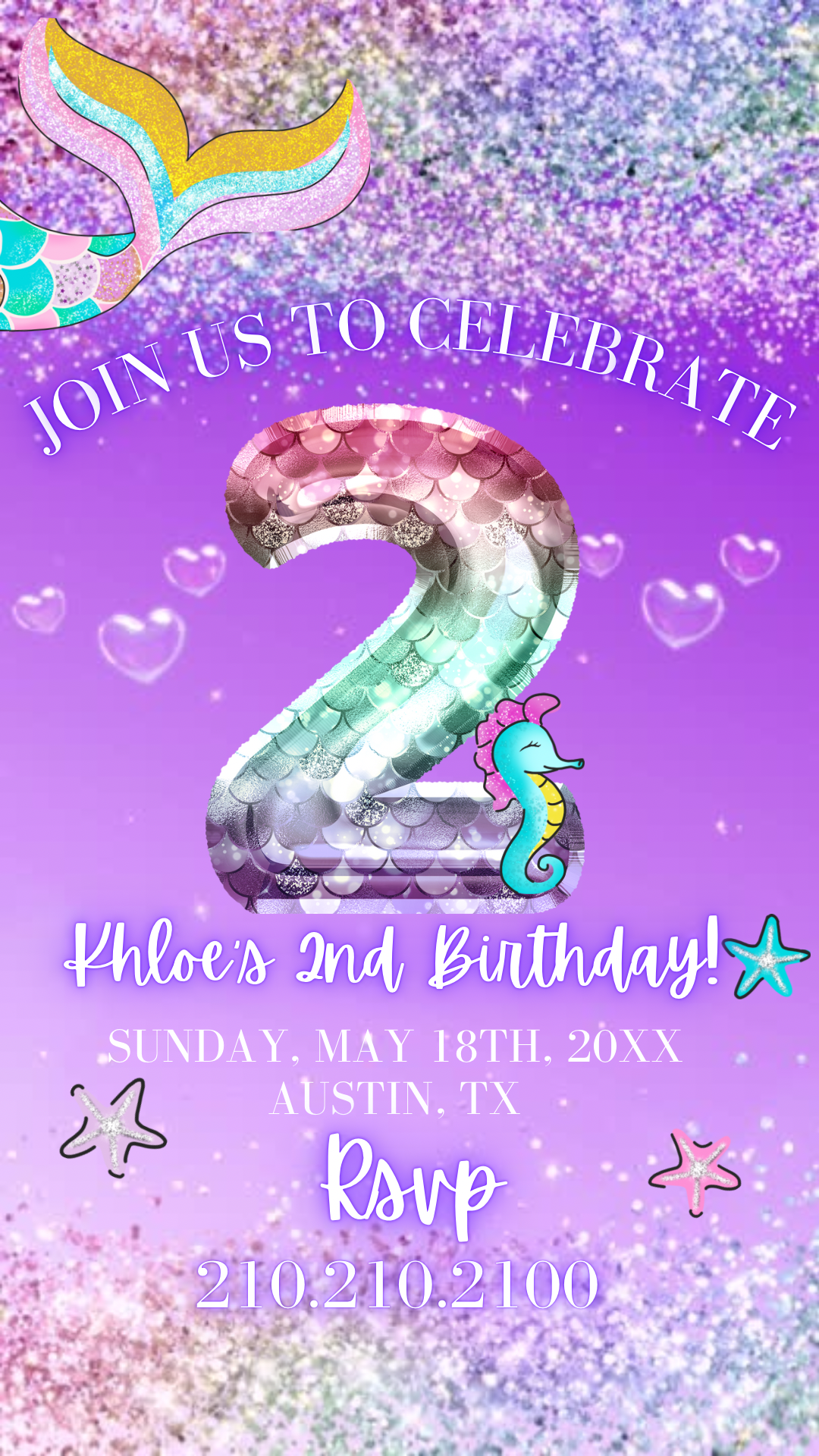 2nd birthday mermaid invite 