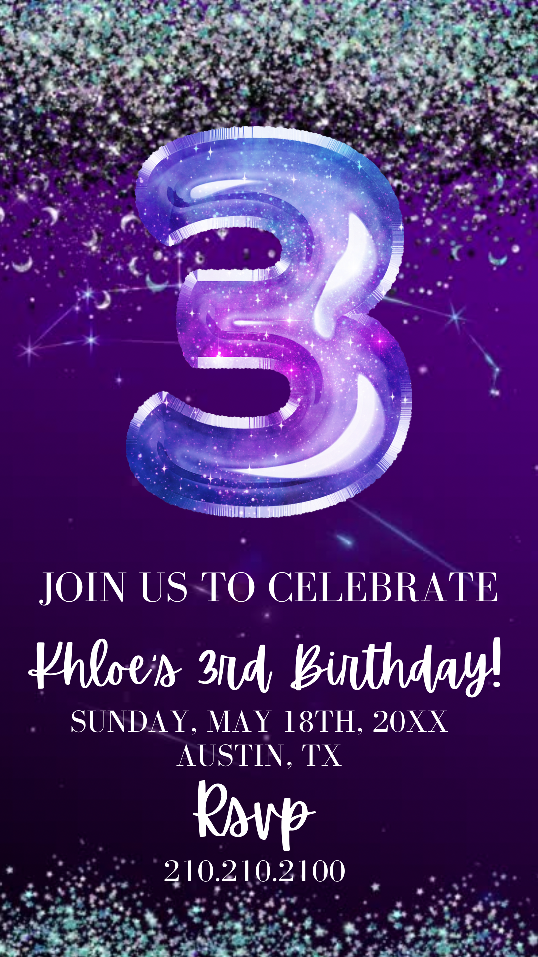3rd birthday space invite 