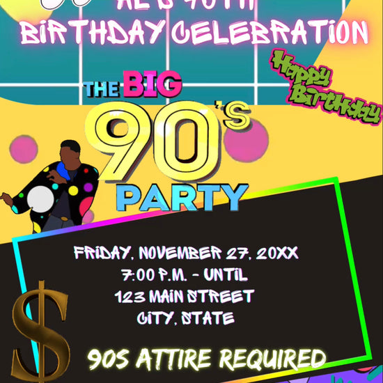 90’s ThrowbackVideo Invitation, 1990’s Party Invite
