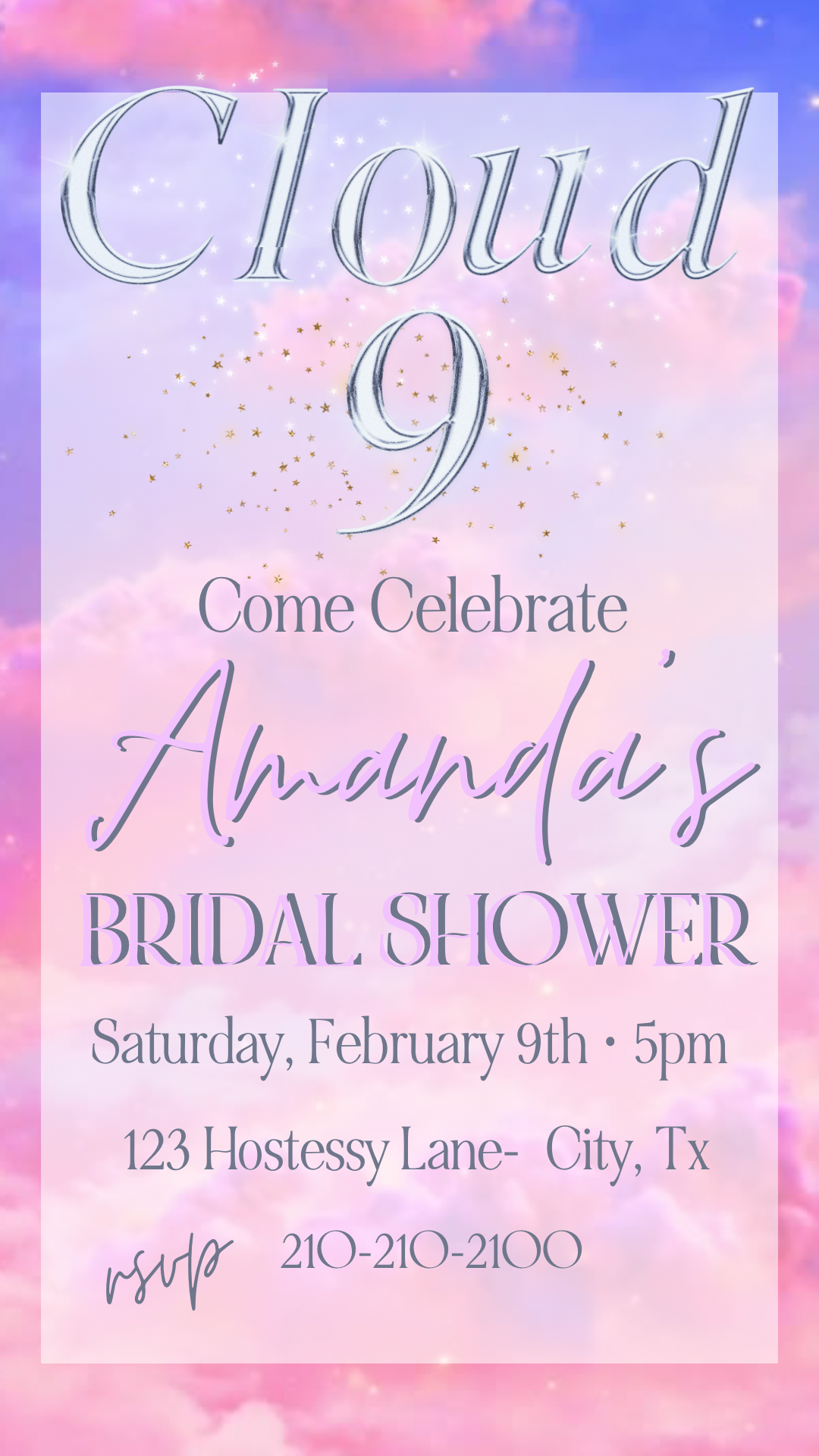 On Cloud Nine Themed Invitation- Bridal Shower, Baby Sh