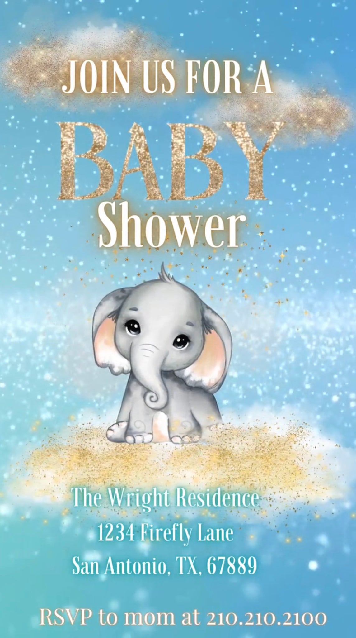 Elephant Video Invitation, Elephant Baby shower invitation
