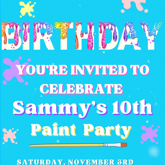 Paint Party Video invitation, Pastel Art birthday invitation, Sip and Painting Party
