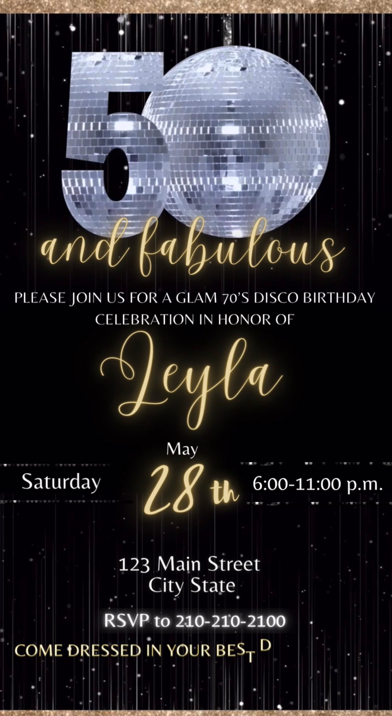 50th Birthday Video Invitation, Disco Ball Invite
