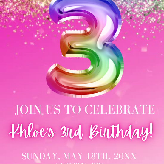 3rd Birthday Rainbow Video Invitation