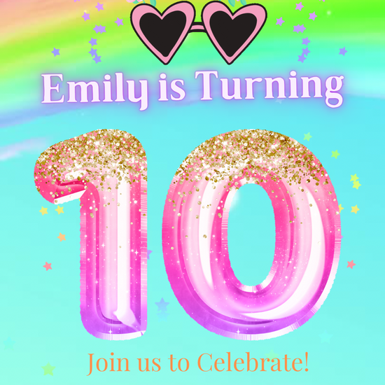 10th Birthday Unicorn Invitation, Glitter Video Invitation
