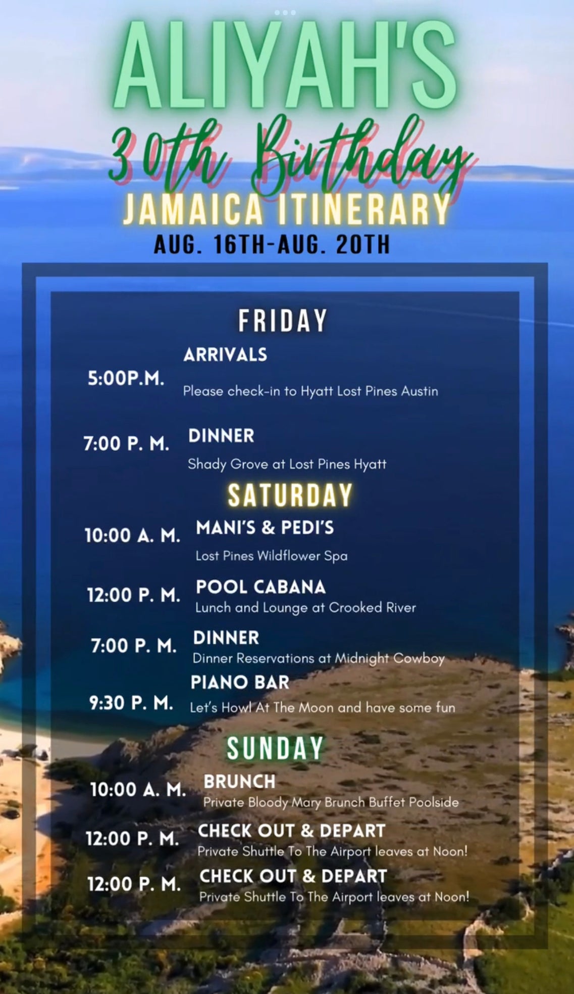 Jamaican Video Itinerary, Jamaica Video Invitation