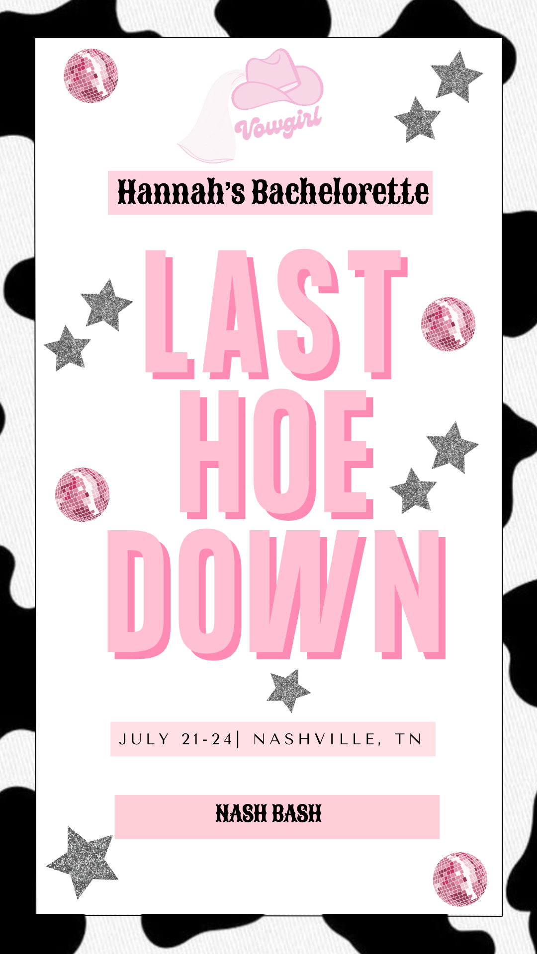 Disco Cowgirl Invitation and Itinerary Template