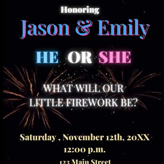 Gender Reveal Fireworks Party Video Invite