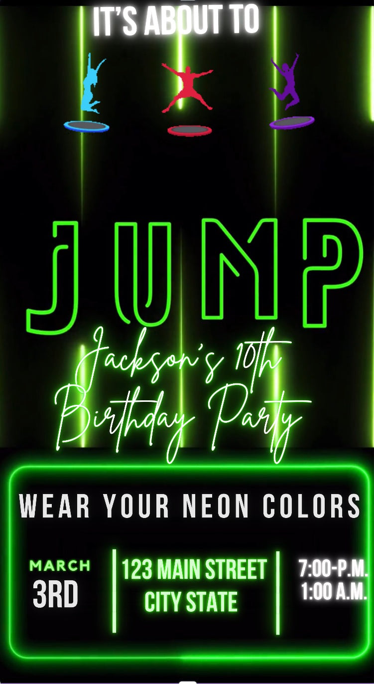 Jump Video Invitation, Trampoline Party