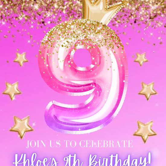 9th Birthday Pink Princess Video Invitation